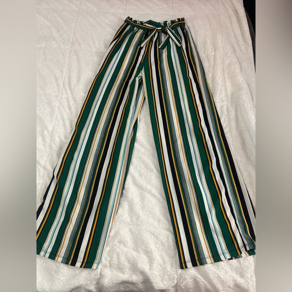 Striped Wide-Leg Pants